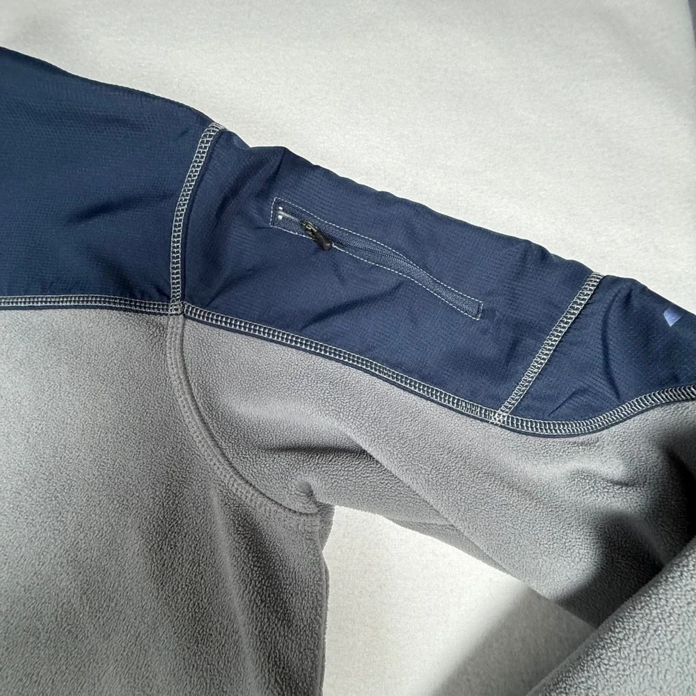 Starter Mens Large Gray Blue Fleece 1/4 Zip Pullover Long Sleeve Jacket - Picture 8 of 12